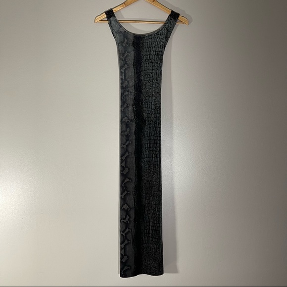 80s Velvet Snake Skin Bodycon Maxi Dress - Picture 4 of 9